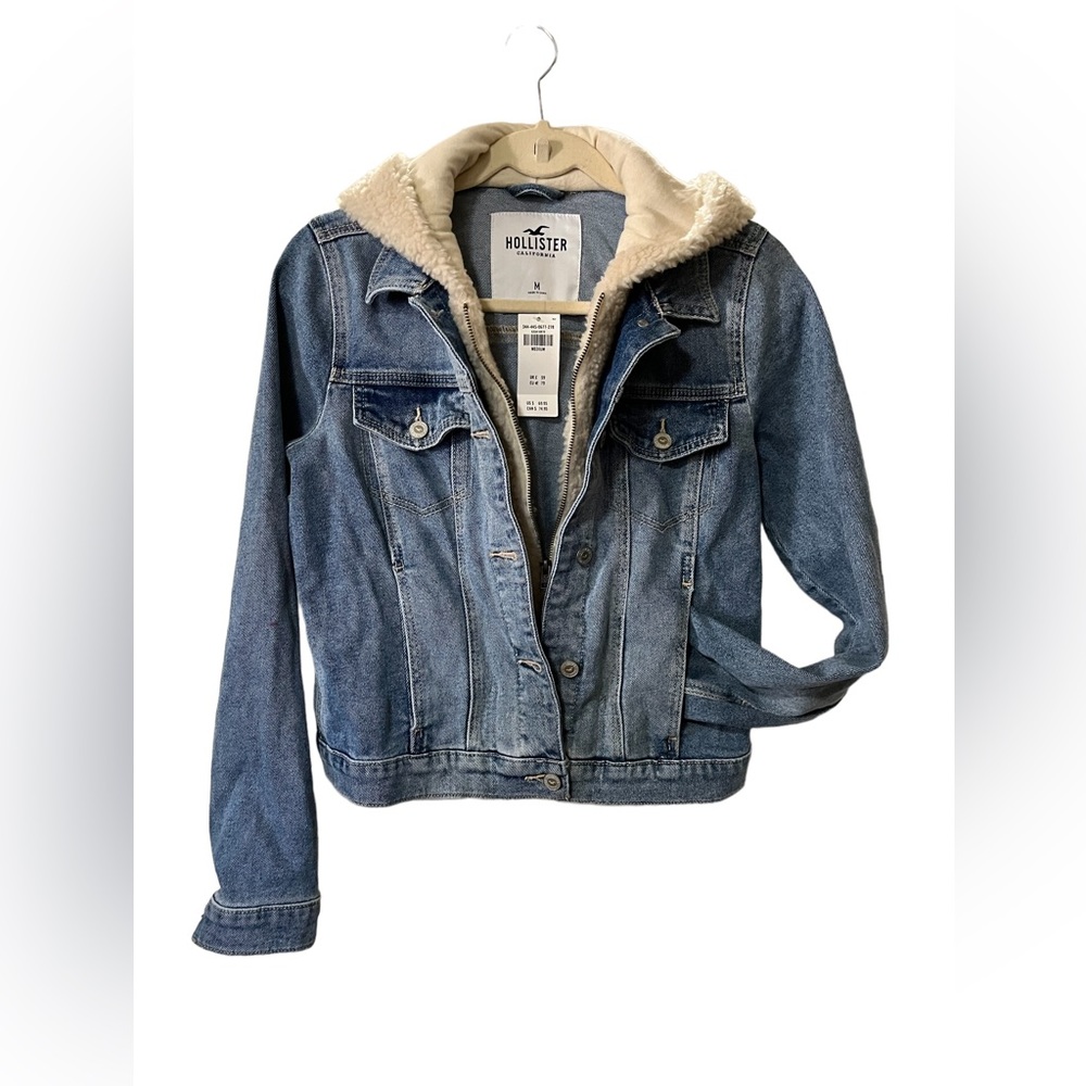 NWT Hollister Blue Jean zip/buckle Hoodie/Jacket